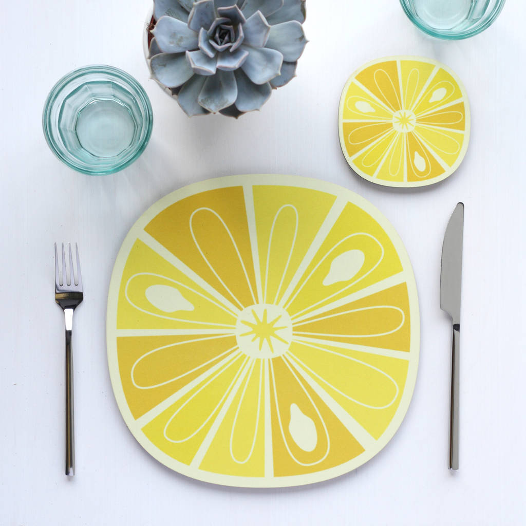 Citrus Slice Design Placemats And Coasters By Beyond the Fridge