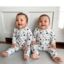 Panda Print Zip Up Babygrow Twin Pack, thumbnail 1 of 3