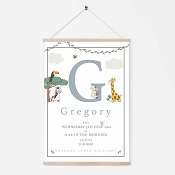 Personalised Keepsake Birth Print Jungle Safari, 3 of 7