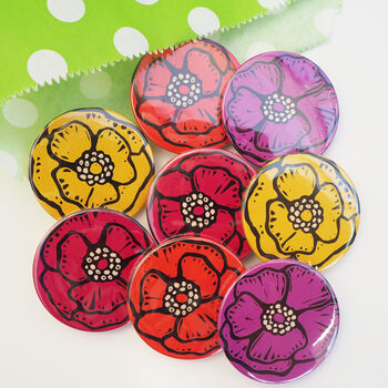 70s Vintage Style Anemone Flower Badge Set, 3 of 7