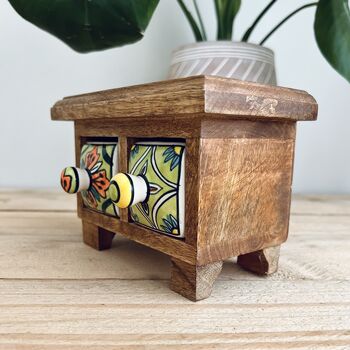Handmade Two X Drawer Mini Ceramic Jewellery Box Chest, 5 of 12