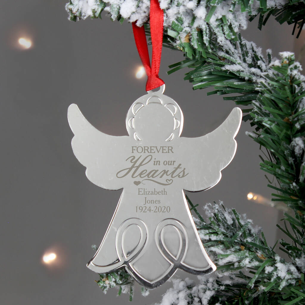 Engraved Christmas Angel Memorial Decoration, 1 of 2