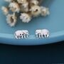 Cute Elephant Stud Earrings In Sterling Silver, thumbnail 1 of 11