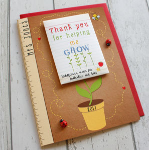 Thank You For Helping Me Grow Card And Seed Packet Gift By The Little ...