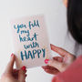 Fill My Heart With Happy Hand Lettered Valentine's Card, thumbnail 1 of 5