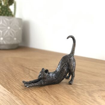 Miniature Bronze Cat Sculpture 8th Anniversary Gift, 5 of 11
