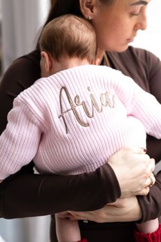 Pink Personalised Embroidered New Baby Name Cardigan, 2 of 12