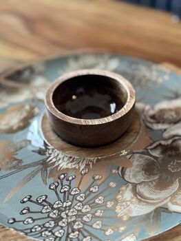 Mango Wood Round Serving Platter Tray, Chip And Dip, 7 of 7