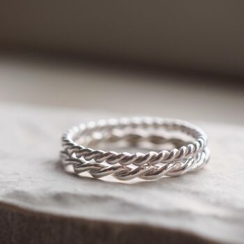 Slim Or Chunky Twisted Stacking Ring, 2 of 9