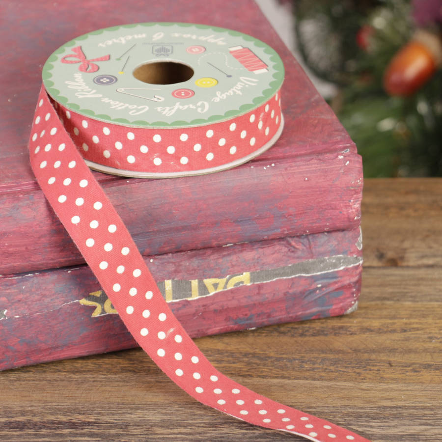 Six Metre Vintage Red Parcel Gift Ribbon By Dibor