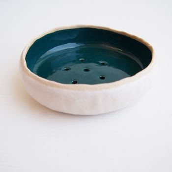 Handmade Teal Green Ceramic Soap Dish, 6 of 12