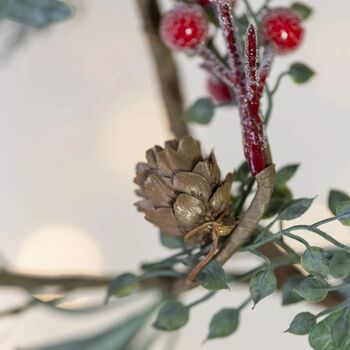 Iced Red Berry Garland With Frosted Leaves, 2 of 10