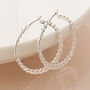 Silver Plated Fancy Twist Hoop Earrings, thumbnail 1 of 5