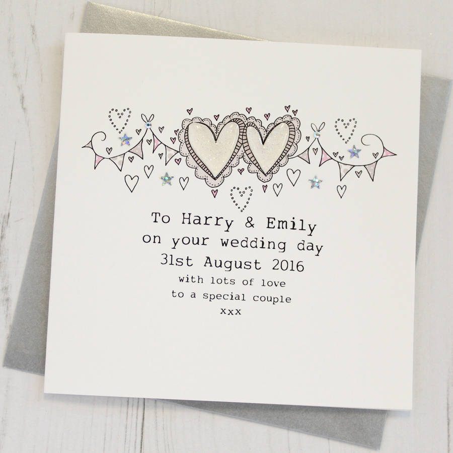 Personalised Hearts Wedding Card, 1 of 3