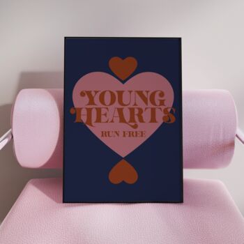 Young Hearts Run Free | Disco Print | Music Poster | Wall Art | A5 A4 A3 | Retro Inspired Music Print | Disco | Bold | Typographic |, 4 of 8