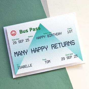 Personalised Bus Ticket Birthday Card, 3 of 3