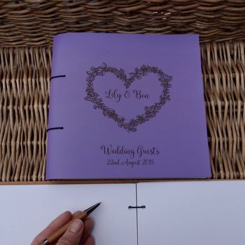 'Love Heart' Personalised Coloured Leather Guest Book, 3 of 9