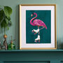 Flamingo Rollerskating Custom Original Art Print, thumbnail 4 of 7