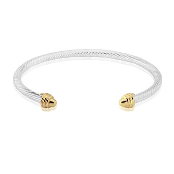 Bridgford Twisted Silver And Gold Plated Bangle, 2 of 4