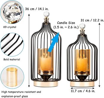 Set Of Two Hurricane Candle Holder Lantern Decorative, 5 of 6