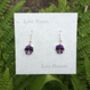 Pansy Purple Flower Drop Earrings, thumbnail 2 of 4