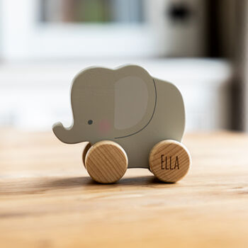Personalised Wooden Push Toy Elephant Bear Or Rabbit, 9 of 12