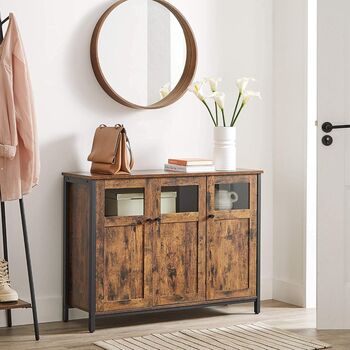 Sideboard With Glass Doors And Steel Frame, 3 of 9