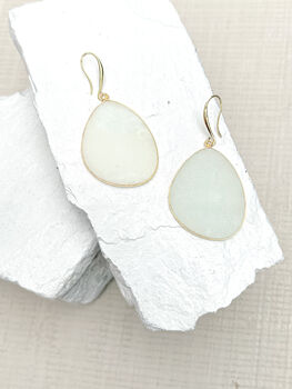 Amazonite Disc Earrings Real 18k Gold Plated, 2 of 3