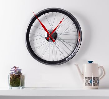 Handmade Bespoke Racing Bike Wheel Clock In Two Sizes, 3 of 5