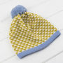 Triangle Knitted Pom Pom Hat, thumbnail 5 of 5