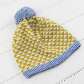 Triangle Knitted Pom Pom Hat, 5 of 5