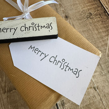Large White Merry Christmas Rubber Crafting Stamp, 5 of 7