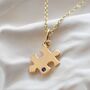 Solid 9ct Gold Jigsaw Puzzle Necklace With Sapphire, thumbnail 1 of 5