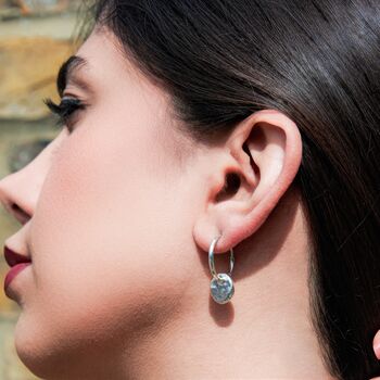 Sterling Silver Organic Hoop And Charm Earrings, 2 of 5