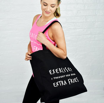 'Exercise? I Thought You Said Extra Fries' Gym Tote Bag, 4 of 6