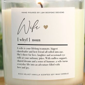 Wife Definition Scented Candle Gift, 4 of 6