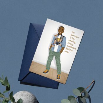 Born To Be Amazing! Empowering Black Greeting Card, 2 of 4