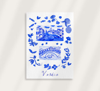 Scenes Of Venice, Italy Blue Tile Inspired Travel Print, 10 of 12