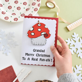 Personalised Mushroom Christmas Decoration Card Fungi, 2 of 3