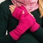 Soft Knitted Fingerless Mittens Pink, thumbnail 1 of 10