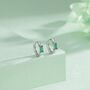 Emerald Green Single Baguette Cut Cz Huggie Hoop, thumbnail 3 of 12