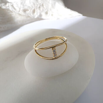 Double Band Sparkly Bar Ring, 3 of 7