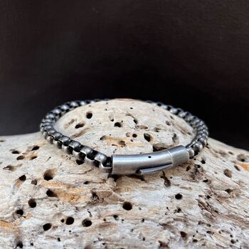 Grey Black Silver Titanium Steel Bracelet Gift For Him, 5 of 5