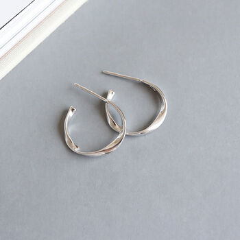 Sterling Silver Twisted Hoop Stud Earrings, 4 of 5