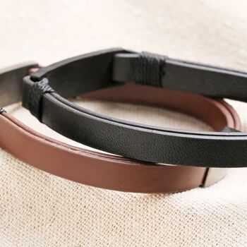 Personalised Men's Double Leather Bracelet, 3 of 4