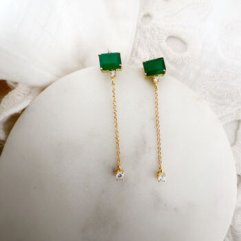 Green Onyx White Zircon Drops, 5 of 8