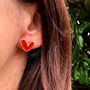 Red Polymer Clay Heart Studs, thumbnail 4 of 5