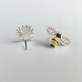 Sterling Silver Bumblebee And Daisy Stud Earrings, thumbnail 4 of 8