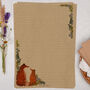 A4 Kraft Letter Writing Paper With Foxes And Florals, thumbnail 1 of 4