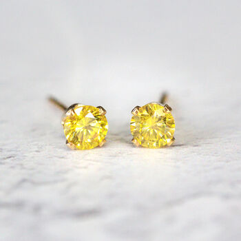 Yellow Crystal Stud Earrings In Gold Or Silver, 8 of 10